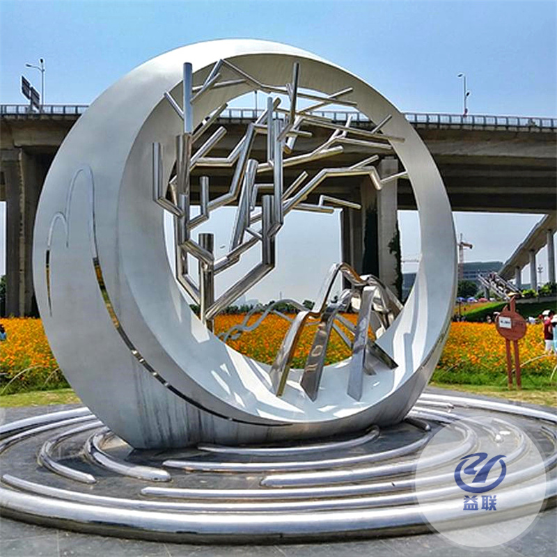 大型不銹鋼雕塑定制工廠戶外園林售樓處鏡面金屬景觀校園落地擺件