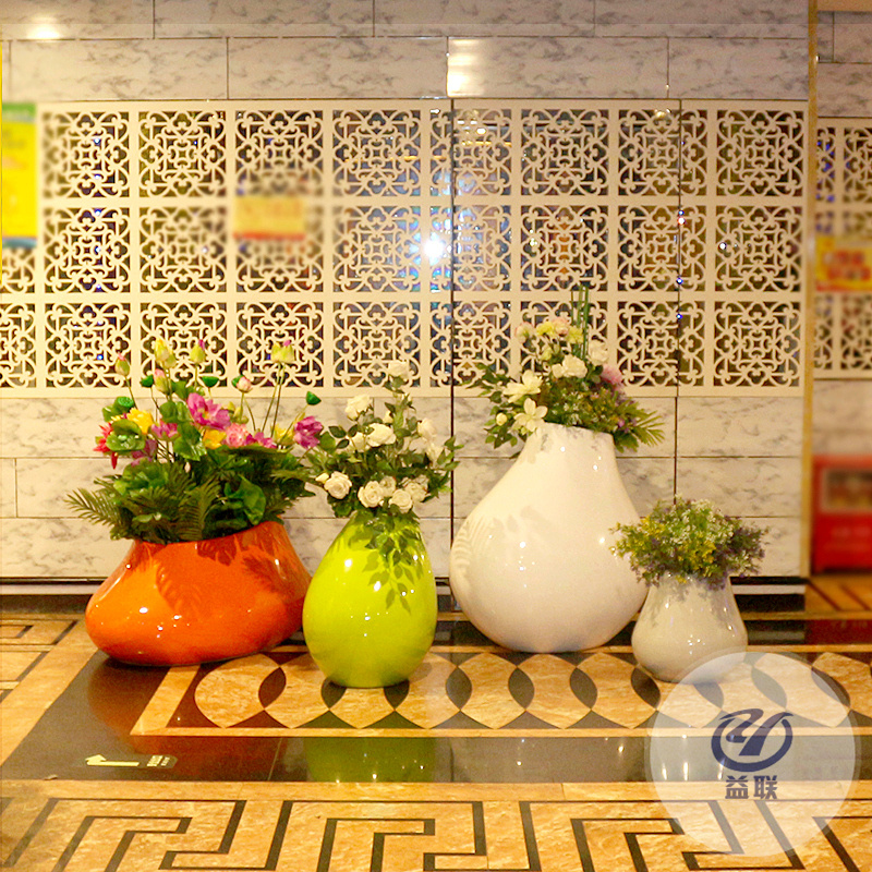玻璃鋼花盆景觀藝術(shù)品落地花盆戶外商場別墅酒店美陳花瓶擺件新款
