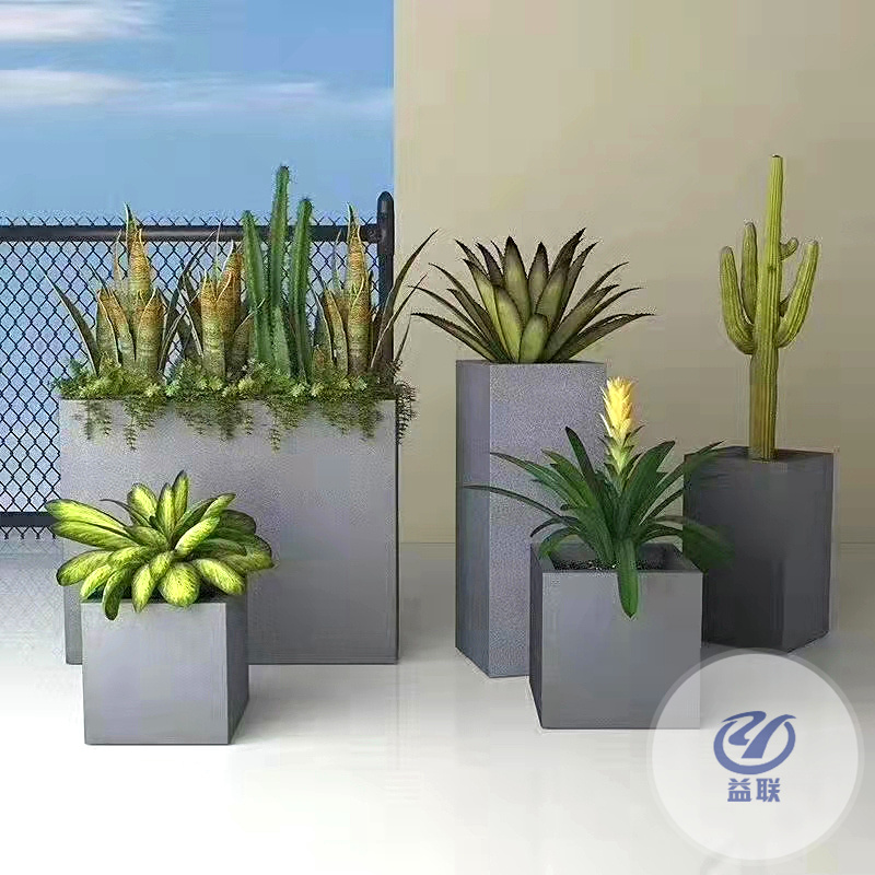 玻璃鋼綠化種植箱花盆高架橋市政工程可批發(fā)花盆花箱樹脂花盆廠家