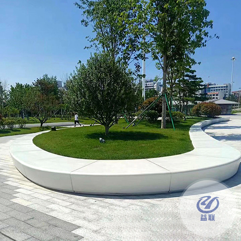 玻璃鋼圓形油漆仿木紋樹(shù)池坐凳PU皮座面休閑椅廣場(chǎng)種植大花盆座椅