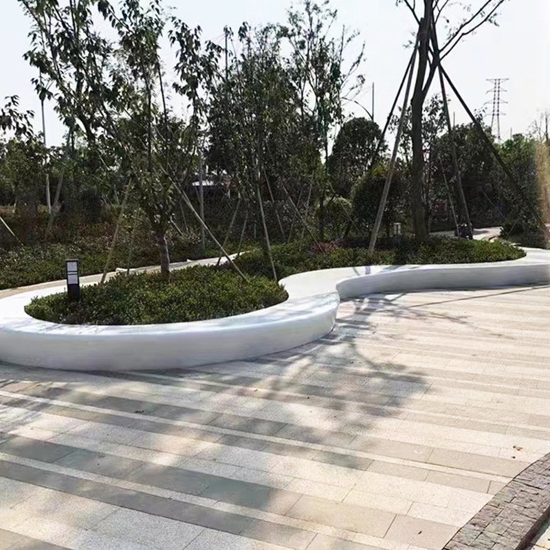 玻璃鋼樹池座椅戶外商場美陳休閑椅簡約現(xiàn)代創(chuàng)意波浪木紋設(shè)計坐凳